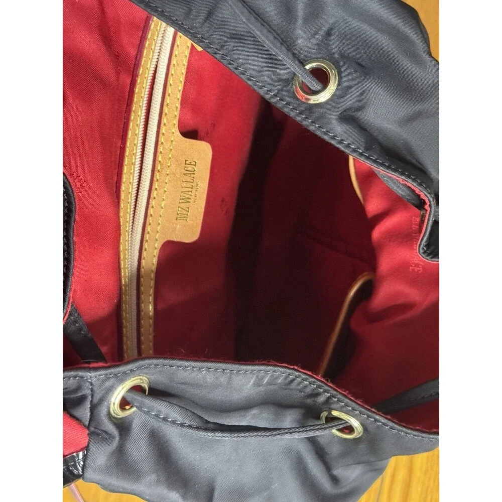 MZ Wallace Marlena backpack - Black nylon and leather, red interior and accents
